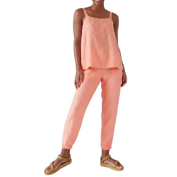 Athleta Pants - Athleta Sunset Glow Voyager Retreat Linen Tank Top Sz Large & Jogger Pants Sz 12